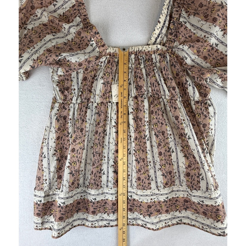 Free People Vintage Lover Babydoll Tunic Top Womens Medium Puff Sleeve NWT - Picture 7 of 13